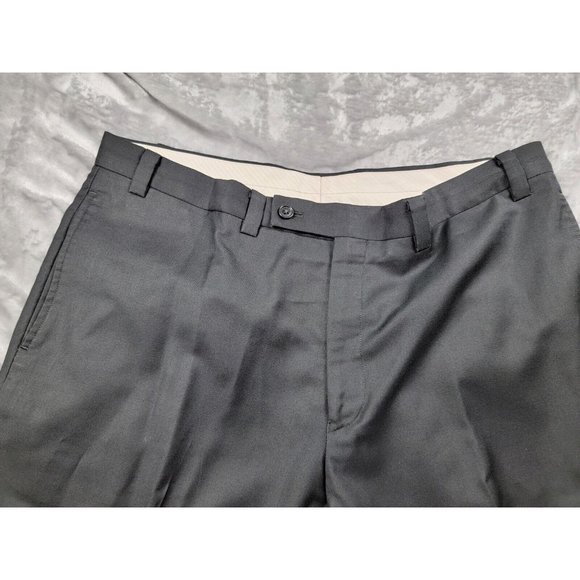 CALVIN KLEIN MEN'S BLACK FLAT FRONT DRESS PANTS SIZE 38X29 polyester, rayon - Picture 4 of 7